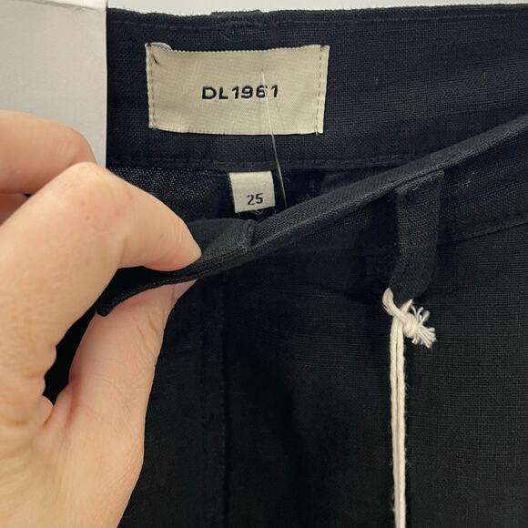 NWT DL1961 25 Taylor Short Ultra High Rise 3" Black Linen - Picture 8 of 12